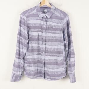 REI Co-Op Sahara Lavender Striped Outdoor Trail Shirt Womens Sz S